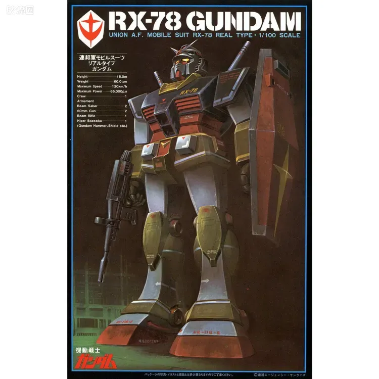 高达0079拼装模型 1/100 RX-78-2 高达 真实配色版 - 图片