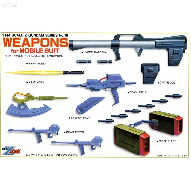 机动战士Z高达拼装模型 1/144 19 MS专用武器 - 图片
