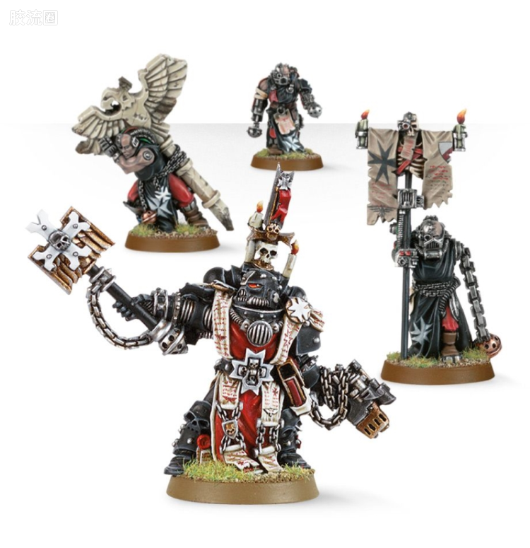 战锤40K Black Templars 黑色圣堂 4版 格里玛度斯教士和随从