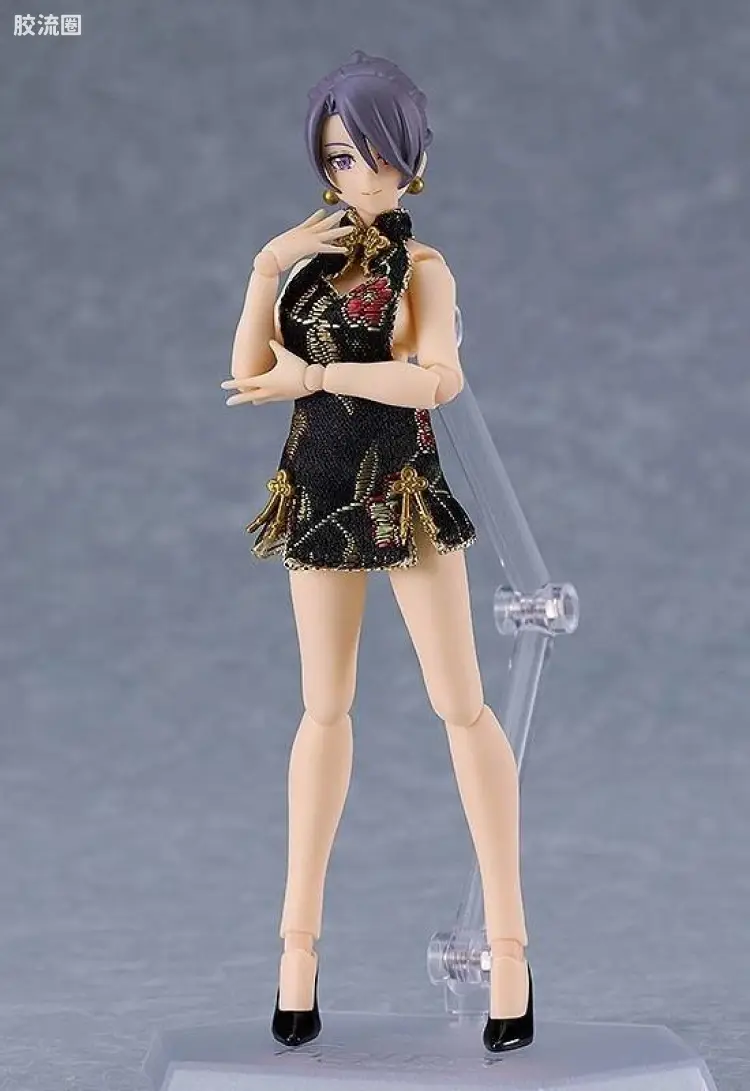 figma可动手办 Figma Styles 569c 女性素体(Mika) with 迷你旗袍穿搭(黑色)