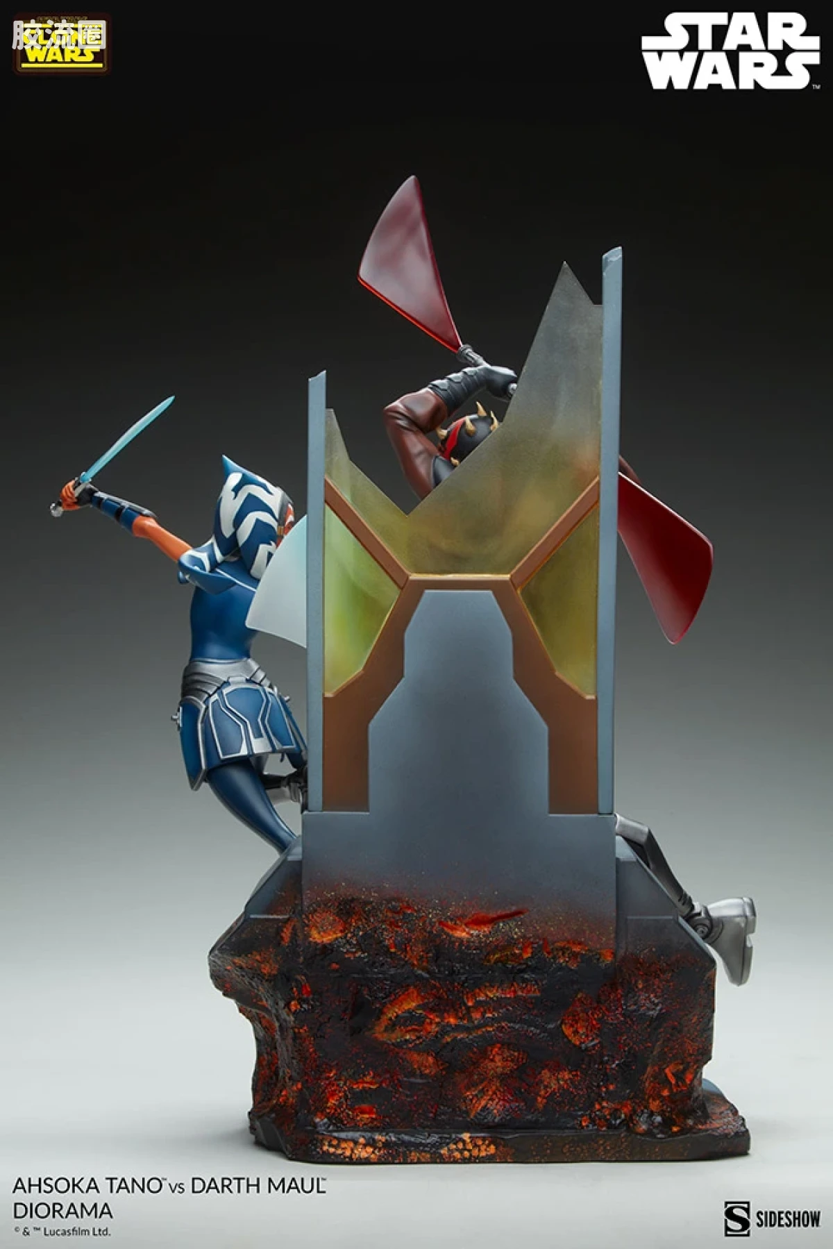 sideshow静态模型系列 Polystone Diorama 星战动画:克隆人战争 阿索卡对达斯·摩尔 - 图片
