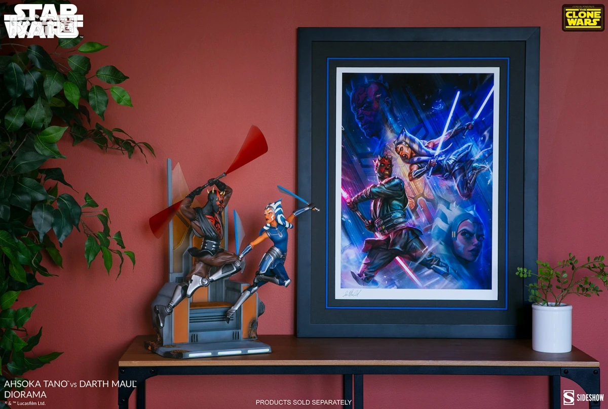 sideshow静态模型系列 Polystone Diorama 星战动画:克隆人战争 阿索卡对达斯·摩尔 - 图片
