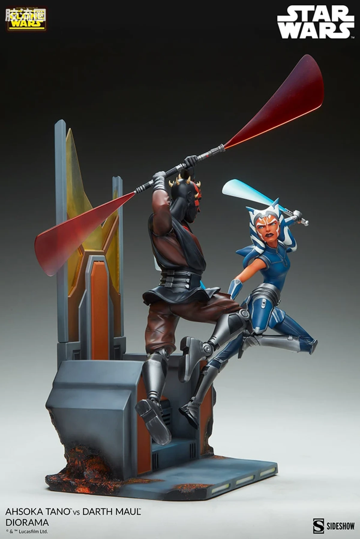 sideshow静态模型系列 Polystone Diorama 星战动画:克隆人战争 阿索卡对达斯·摩尔 - 图片