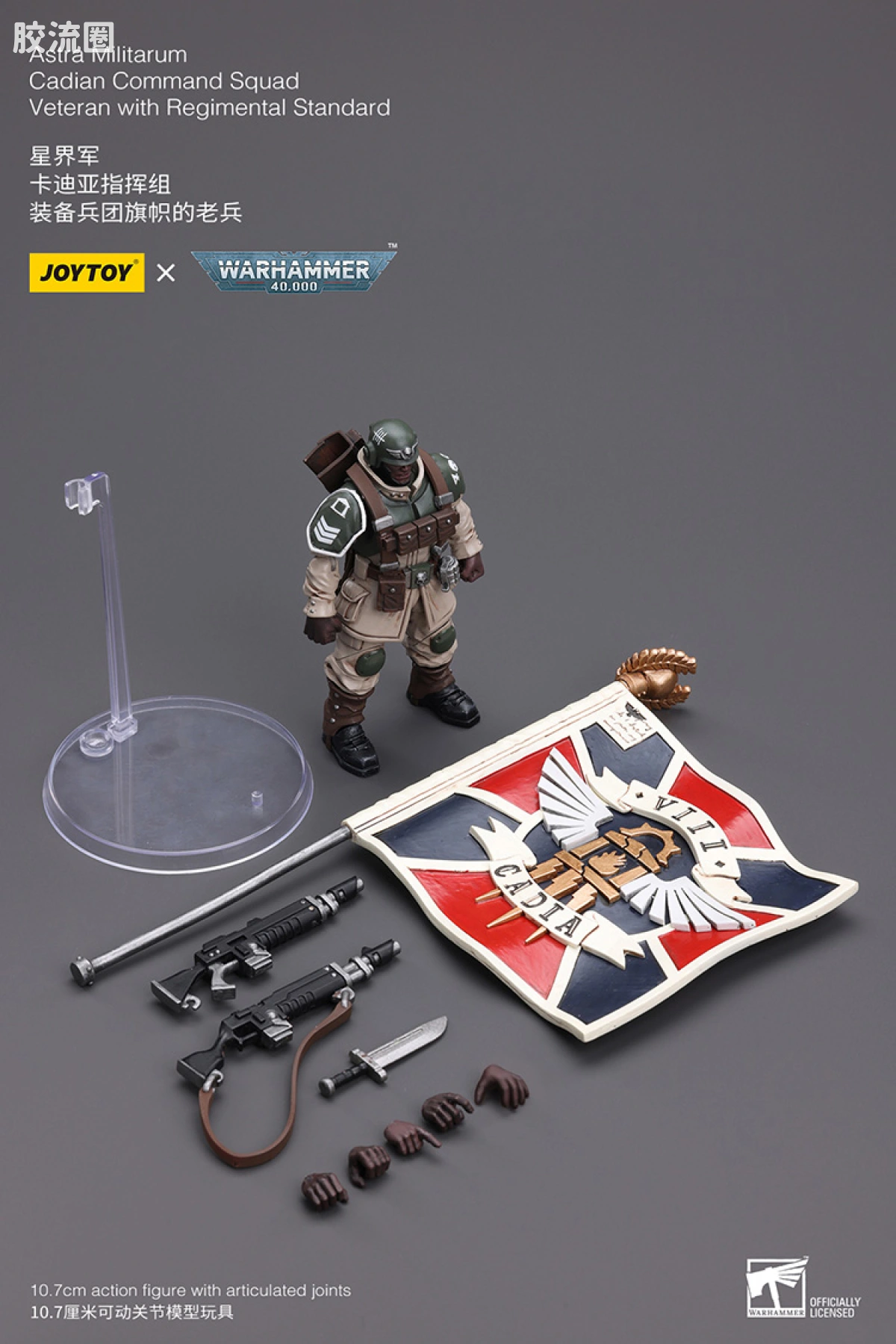 JOYTOY x 战锤40K 帝国凡人军队（星界军、克里格、修女会、忠嗣军） 星界军 卡迪亚指挥组 兵团旗帜老兵 - 图片