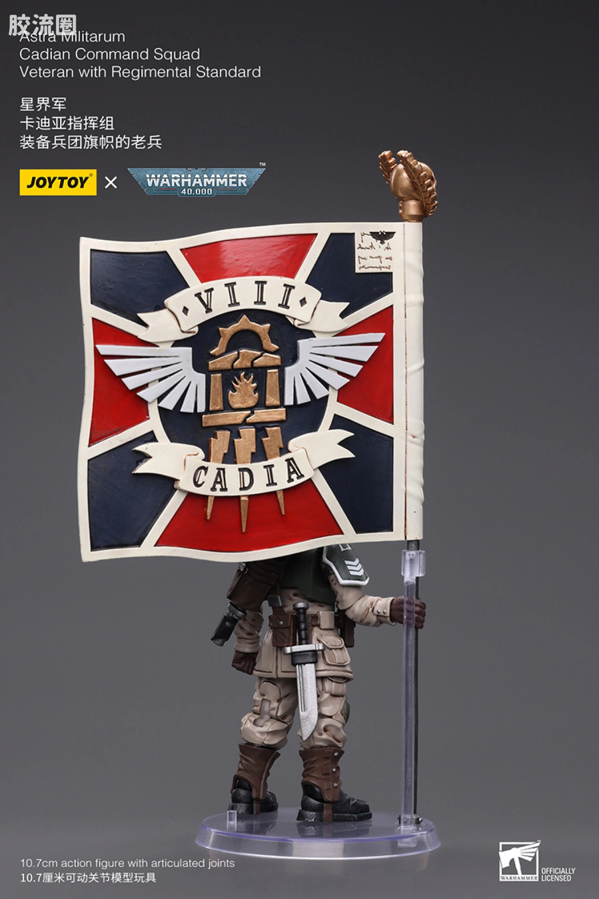 JOYTOY x 战锤40K 帝国凡人军队（星界军、克里格、修女会、忠嗣军） 星界军 卡迪亚指挥组 兵团旗帜老兵 - 图片