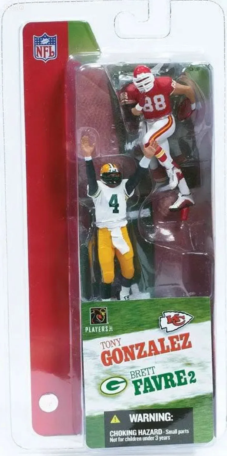 麦克法兰NFL美式足球系列玩具 3寸系列第2代 BRETT FAVRE 2/TONY GONZALEZ