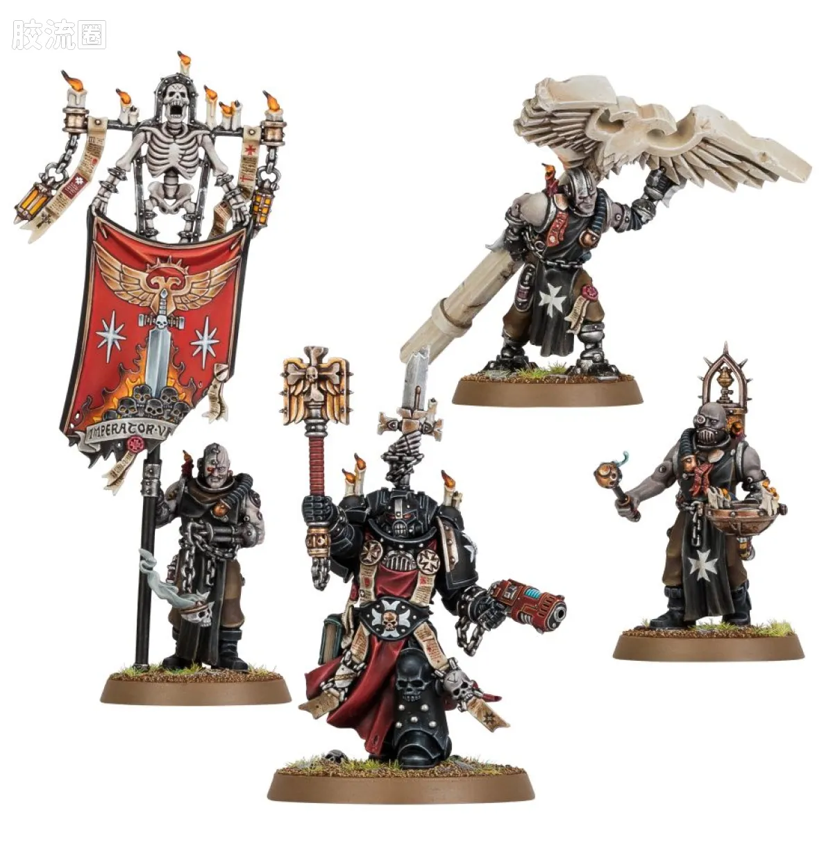 战锤40K Black Templars 黑色圣堂 9版 格里玛度斯教士和随从 - 图片