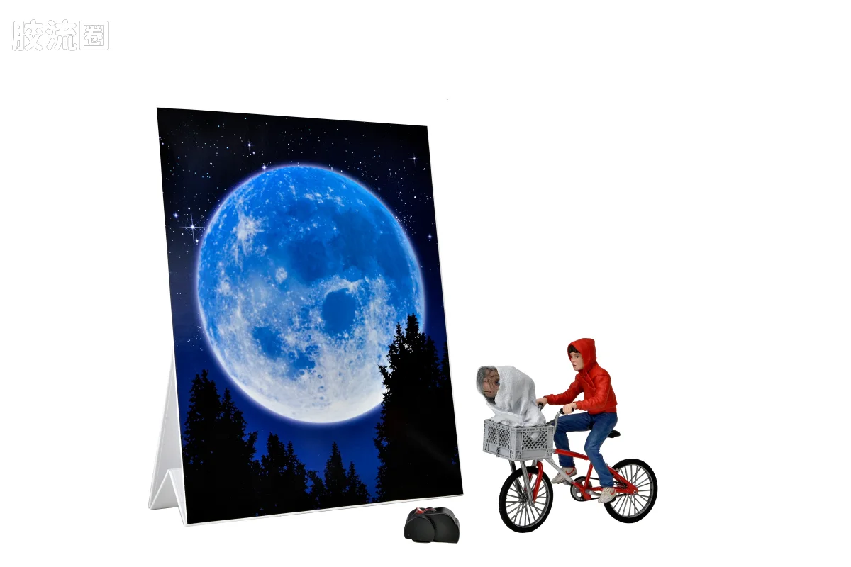 NECA 7寸可动人形系列 终极版/豪华版 E.T.外星人 埃利奥特与E.T.骑自行车（40周年纪念版） - 图片