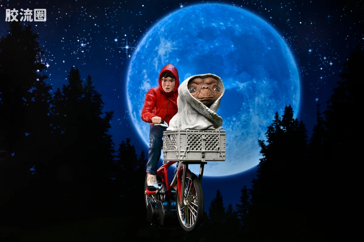 NECA 7寸可动人形系列 终极版/豪华版 E.T.外星人 埃利奥特与E.T.骑自行车（40周年纪念版） - 图片