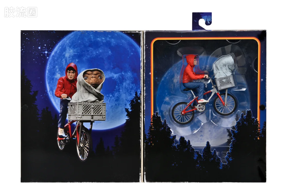 NECA 7寸可动人形系列 终极版/豪华版 E.T.外星人 埃利奥特与E.T.骑自行车（40周年纪念版） - 图片