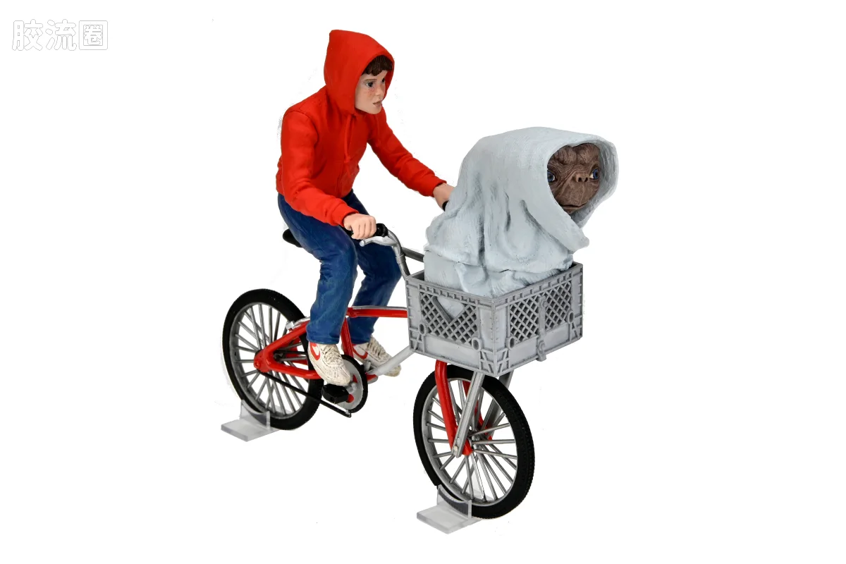 NECA 7寸可动人形系列 终极版/豪华版 E.T.外星人 埃利奥特与E.T.骑自行车（40周年纪念版） - 图片