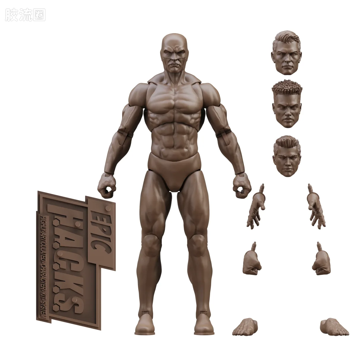 史诗 H.A.C.K.S. 1/12 可动人偶 咖啡棕色男性素体 - 图片