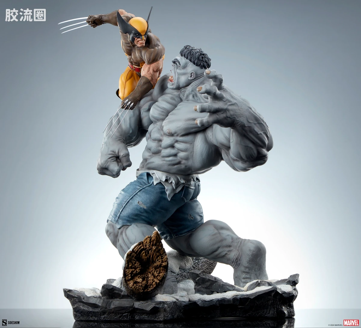 sideshow静态模型系列 Maquette 灰浩克 vs 金刚狼 - 图片