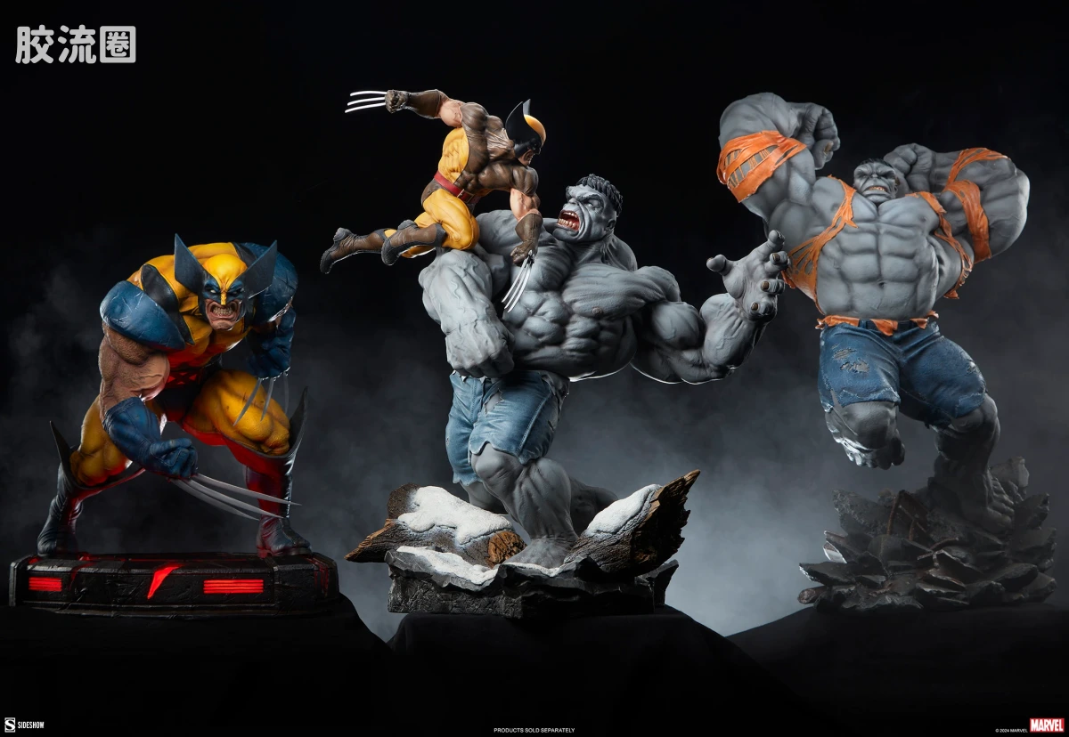 sideshow静态模型系列 Maquette 灰浩克 vs 金刚狼 - 图片