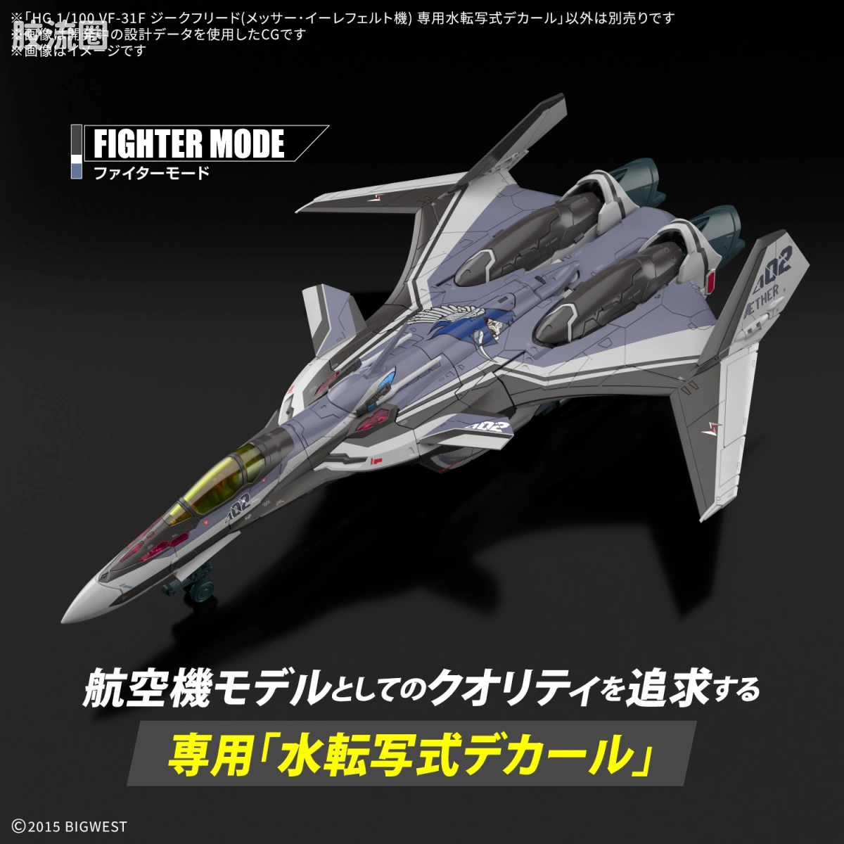 万代超时空要塞系列拼装模型 HG 1/100系列 VF-31F 齐格弗里德（梅萨·伊雷菲尔特机） 专用水转印贴纸 - 图片