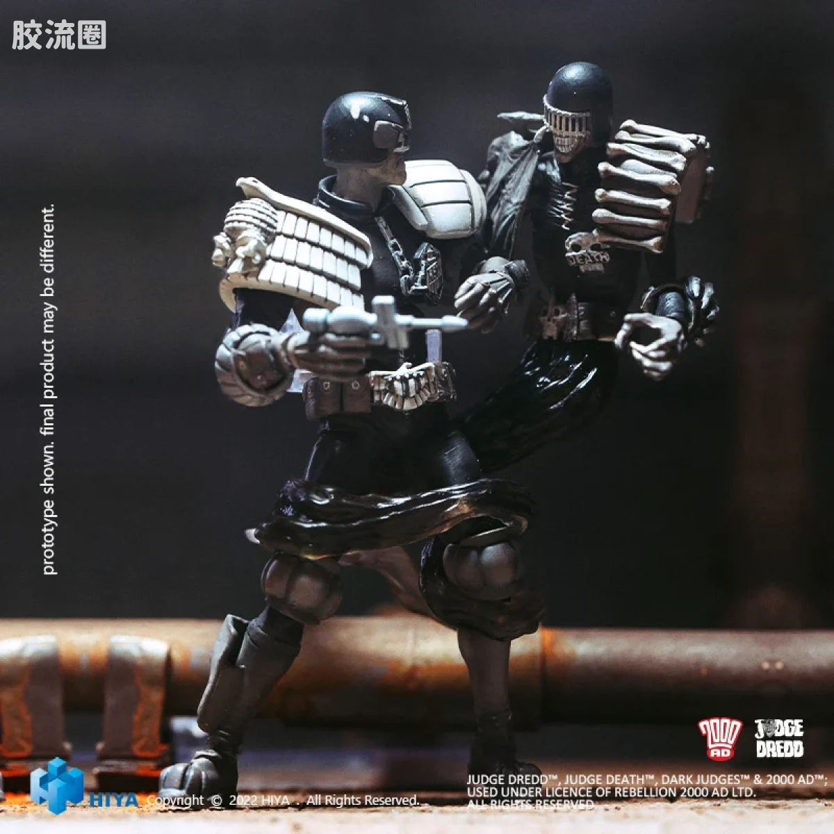 Hiya Toys/海雅 漫画 特警判官2000AD 德雷德法官对死亡判官 黑白版 - 图片