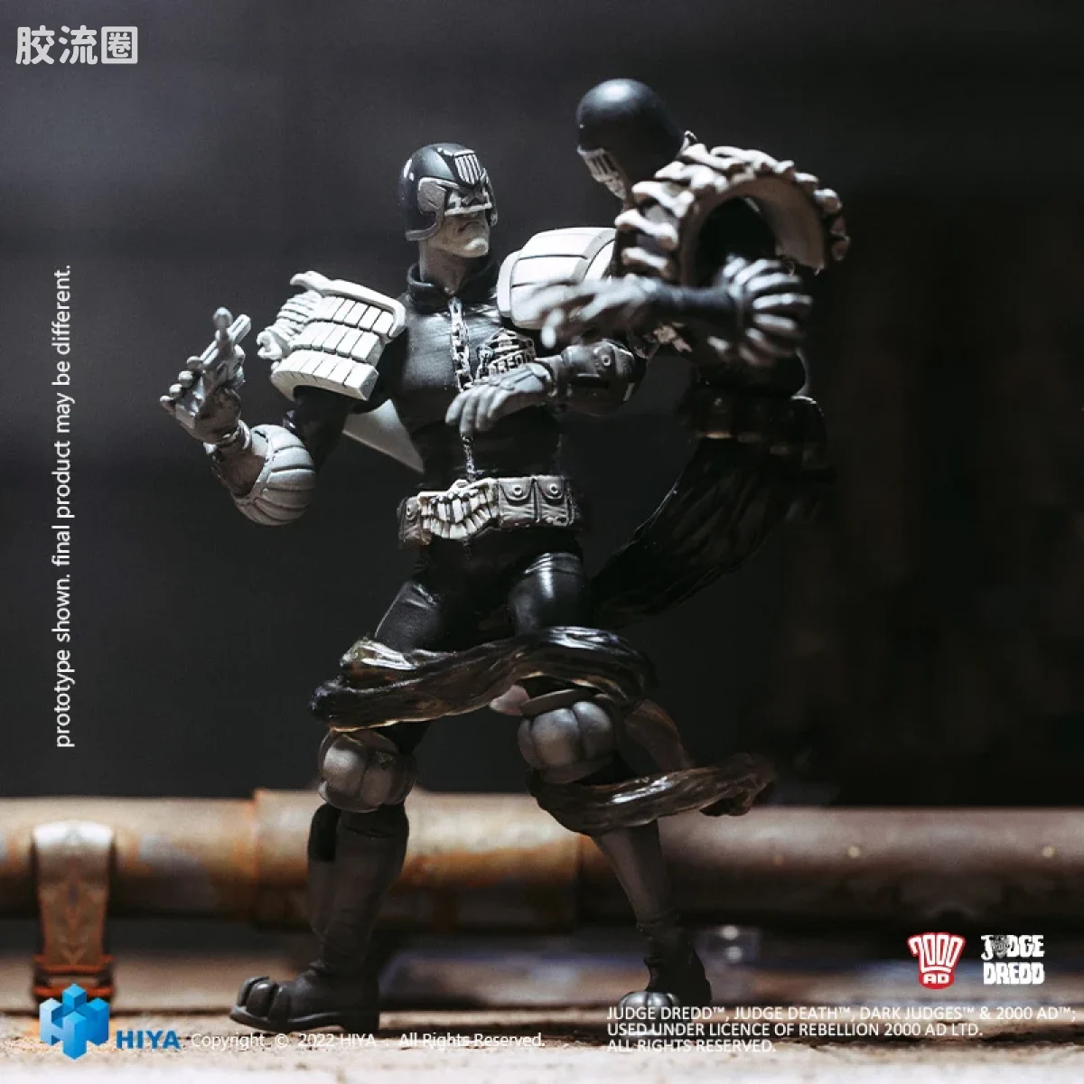 Hiya Toys/海雅 漫画 特警判官2000AD 德雷德法官对死亡判官 黑白版 - 图片