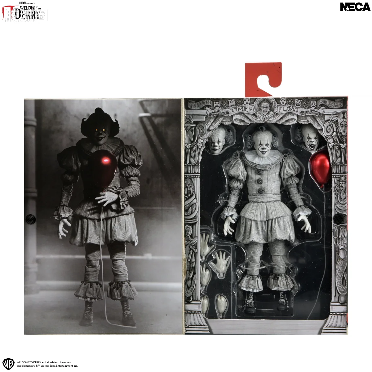 NECA 7寸可动人形系列 终极版/豪华版 电影系列 《小丑回魂：欢迎来到德里》终极黑白版 潘尼怀斯 - 图片