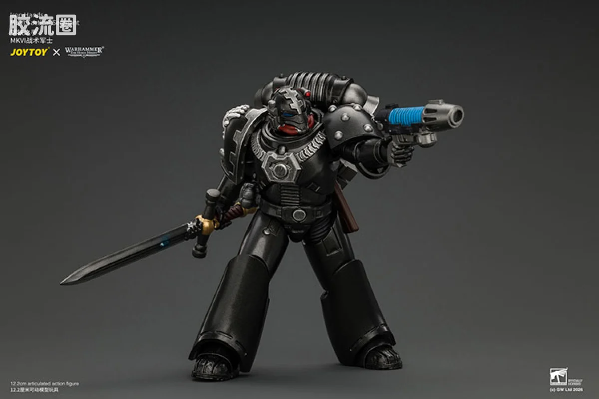 JOYTOY x 战锤40K 其他星际战士战团 钢铁之手 MKVI战术军士 配备爆矢枪，等离子手枪和能量剑 - 图片