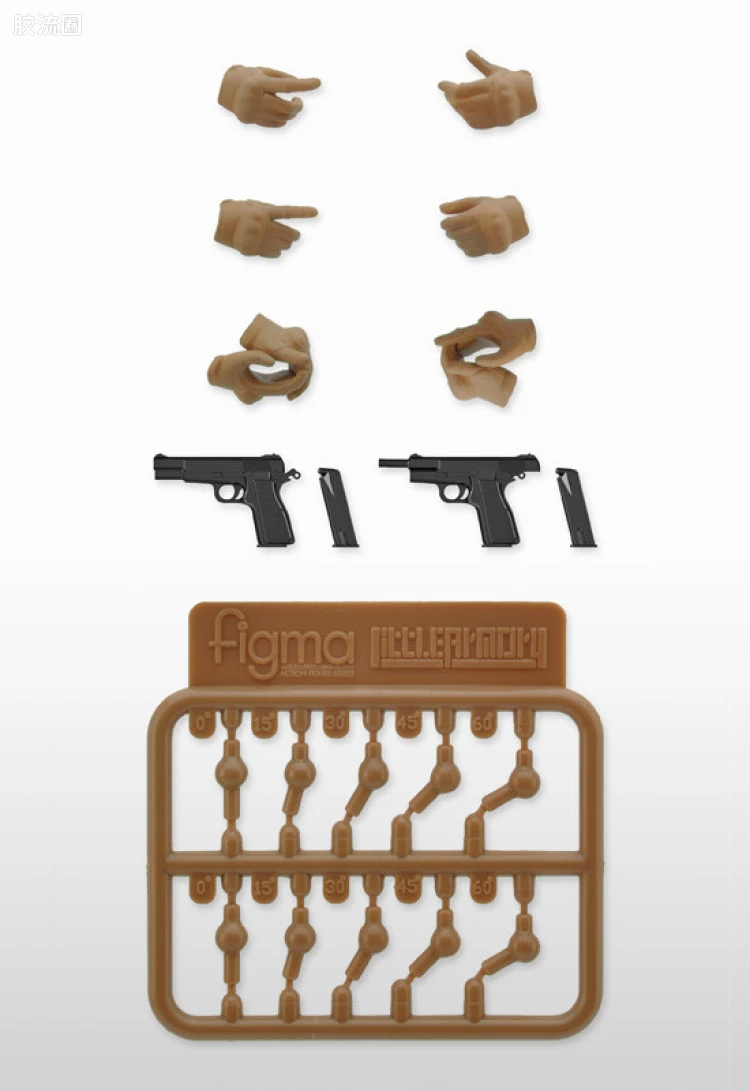 LITTLE ARMORY 系列 OP系列 LAOP06 figma专用战术手套2 手枪套装(棕黄色)