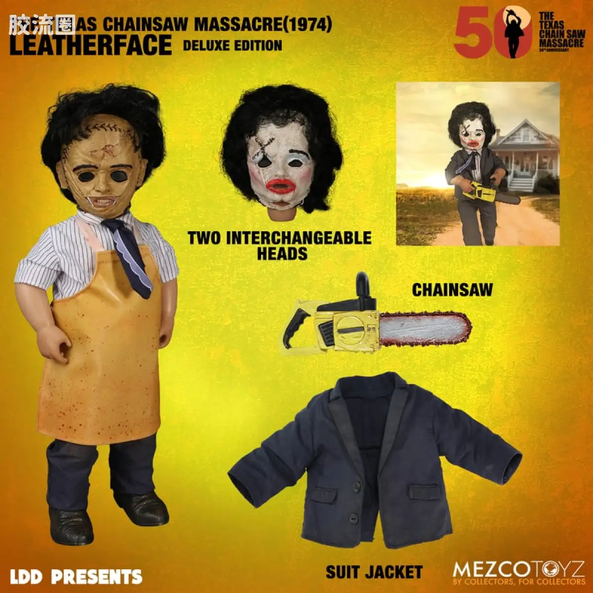 Mezco 娃娃系列 活死人娃娃系列 德州电锯杀人狂 (1974)：人皮脸 - 豪华版 - 图片