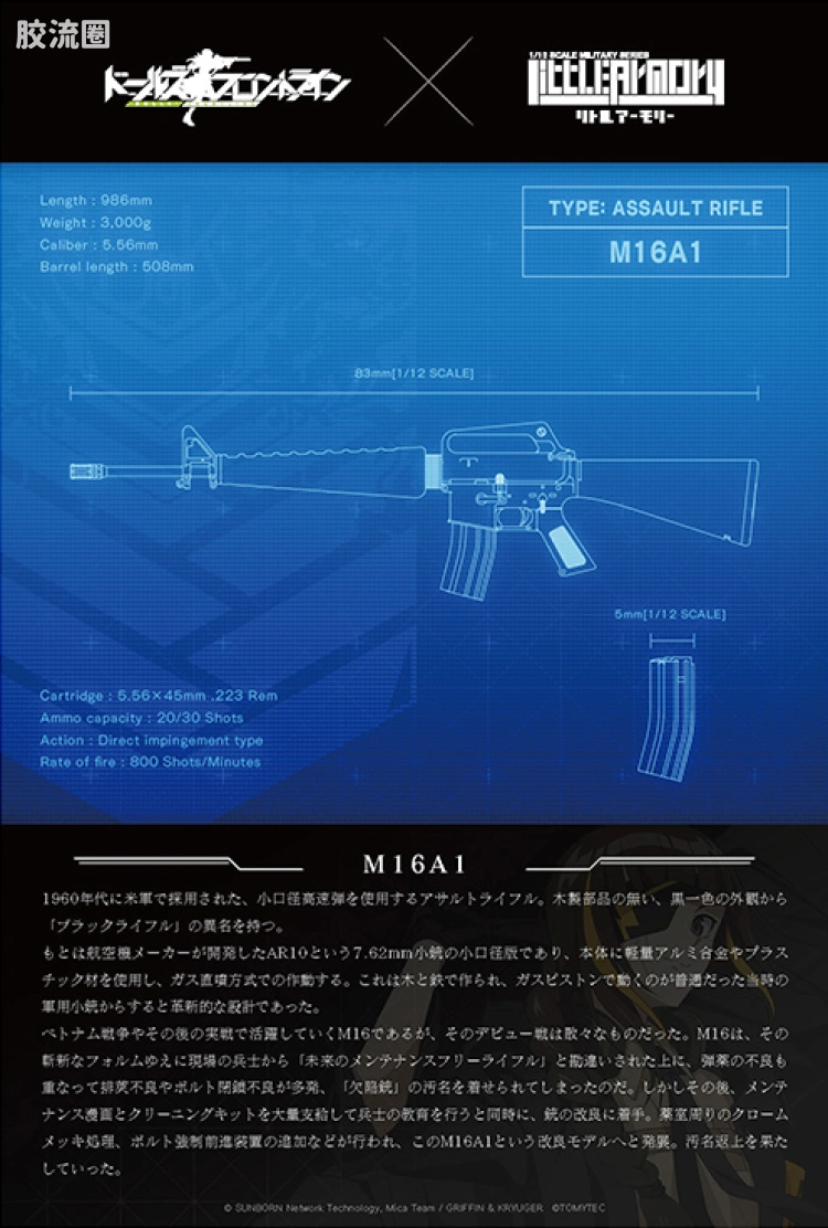 LITTLE ARMORY 系列 LITTLE ARMORY Doll Frontline系列 LADF22 M16A1突击步枪 - 图片