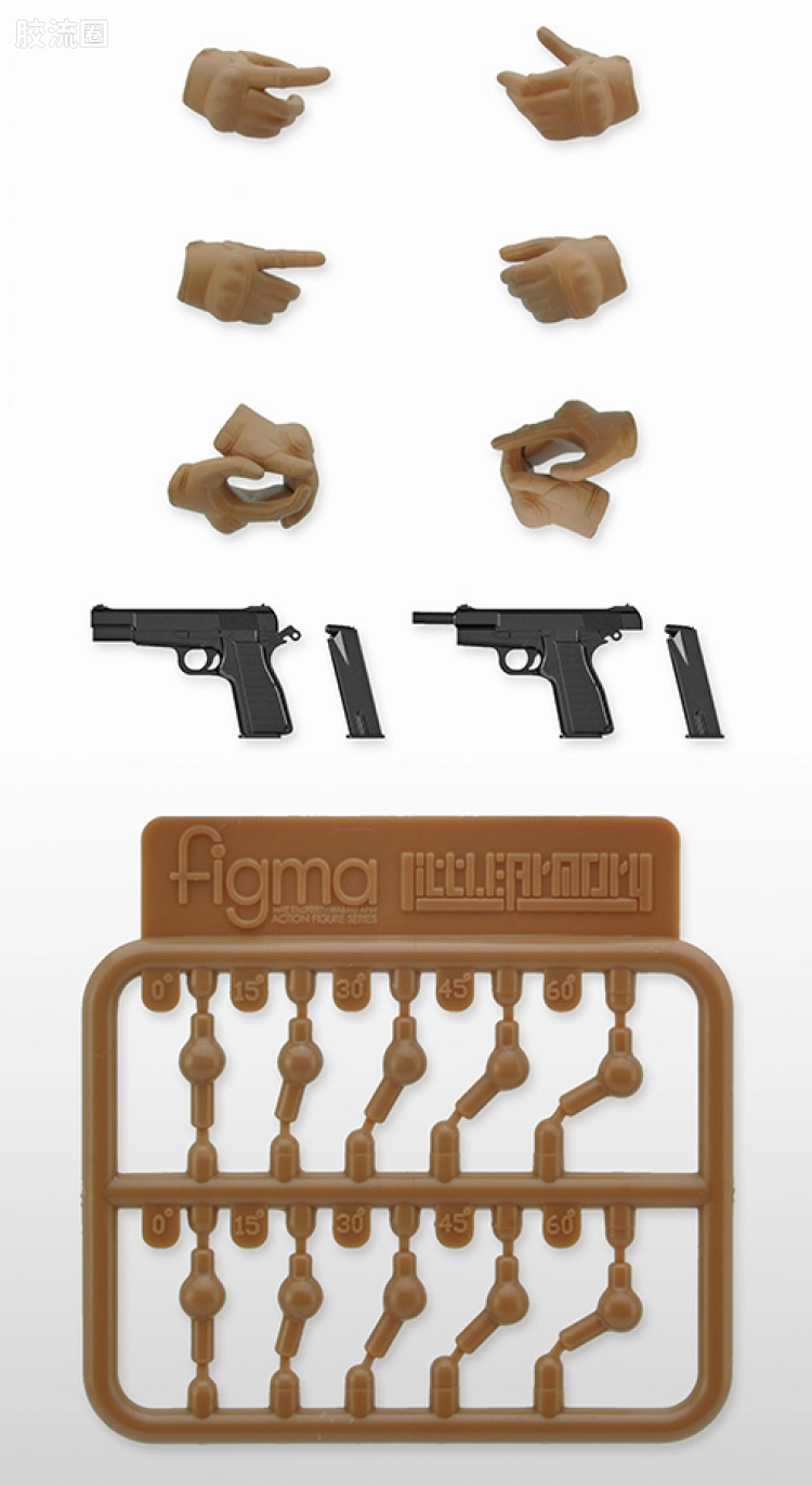 LITTLE ARMORY 系列 OP系列 LAOP06 figma专用战术手套2 手枪套装(棕黄色) - 图片