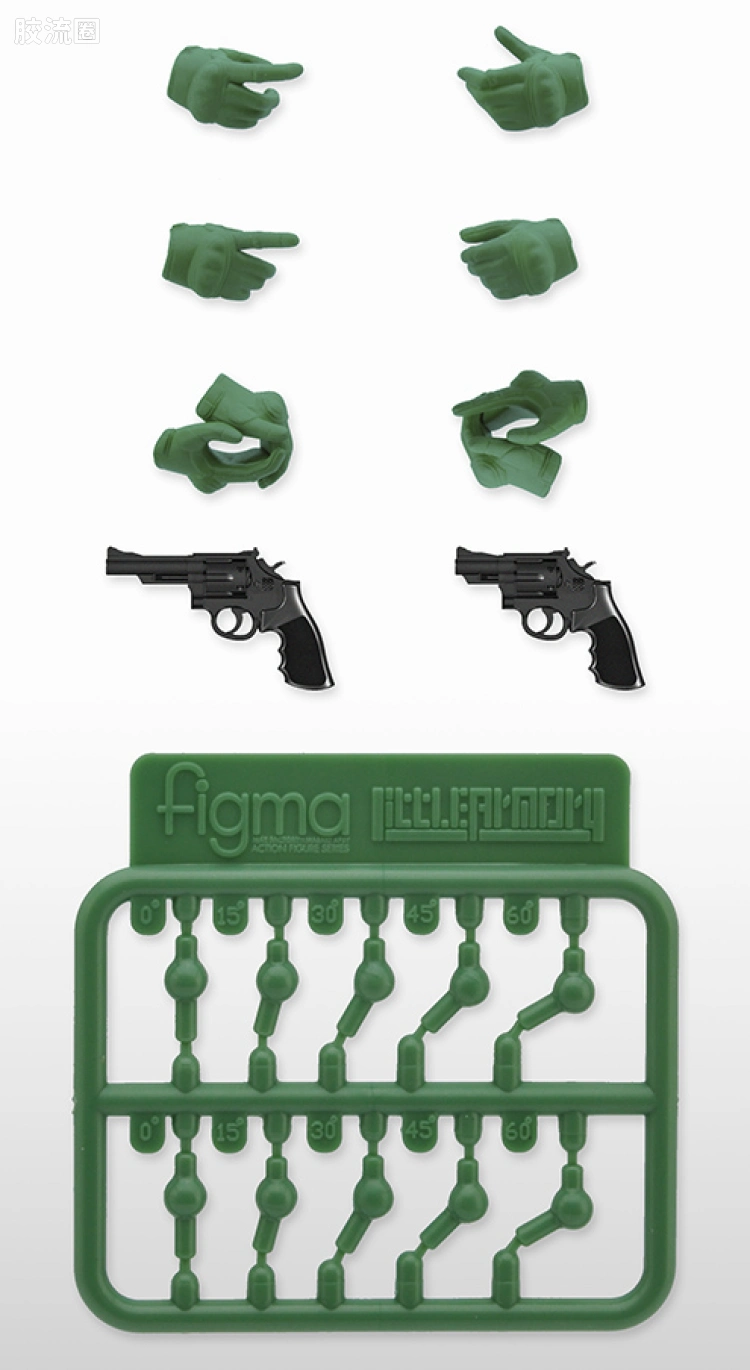 LITTLE ARMORY 系列 OP系列 LAOP07 figma专用战术手套2 左轮手枪套装(绿色) - 图片