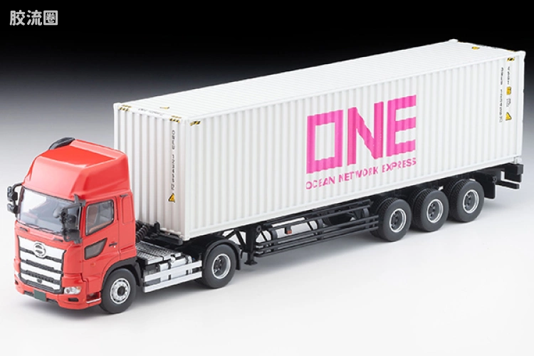 多美卡金属车系列 TOMICA LIMITED VINTAGE NEO LV-N292d 日野 Profile 40ft 海上集装箱拖车（東邦車輛TC36H1C34）海洋网络快车 「灰色集装箱」