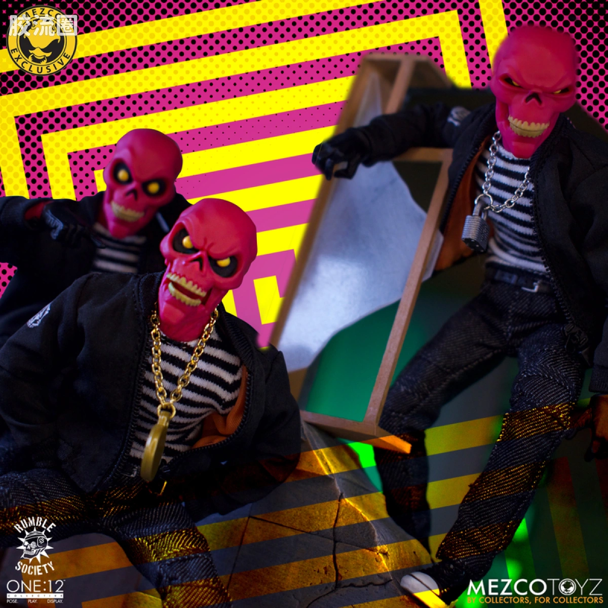 Mezco one-12系列 1/12 Rumble Society集体系列  粉骷髅混沌俱乐部 - 不洁安可胶囊 - 图片