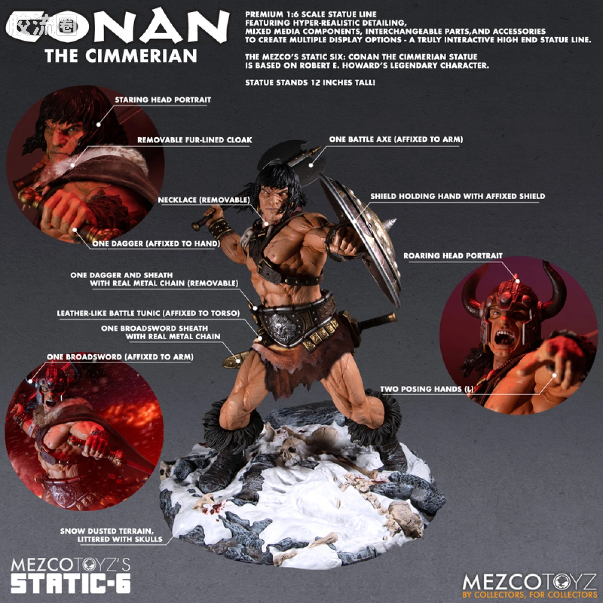 Mezco 综合系列 Static Six/静态-6 雕像系列 野蛮人柯南 柯南 - 图片