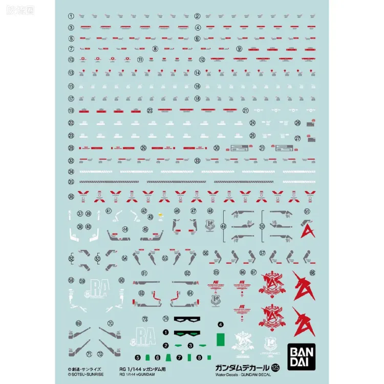 万代模型配件综合 GUNDAM DECAL 高达水贴普通版 No.125 RG 1/144 RX-93 ν(牛)高达