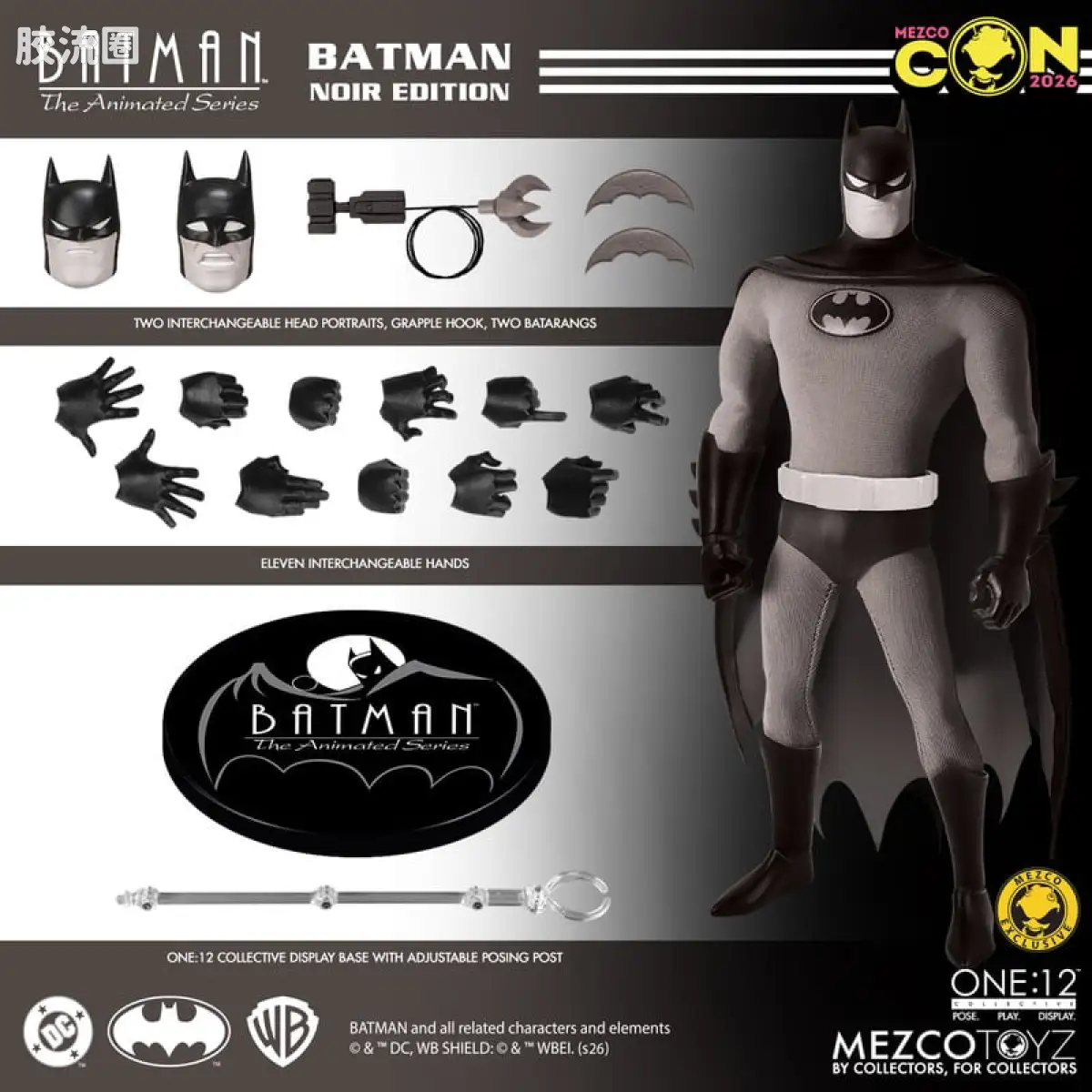 Mezco one-12系列 1/12 DC Comics集体系列 蝙蝠侠：动画系列 - 黑色电影版 - 图片