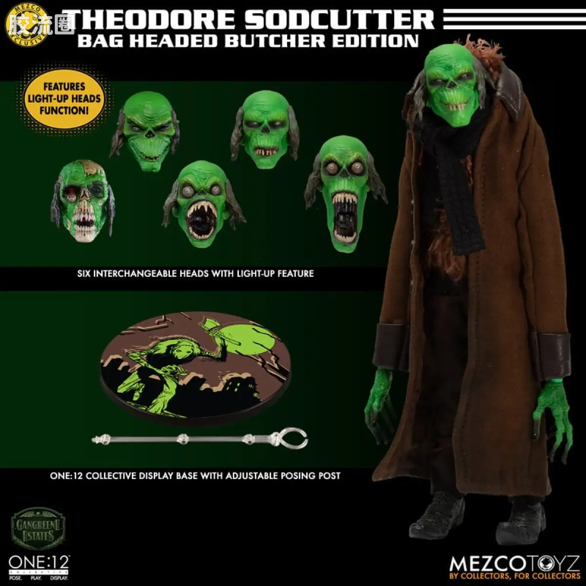 Mezco one-12系列 1/12 Rumble Society集体系列  坏蛆庄园 绿掘墓人 袋头屠夫 - 图片
