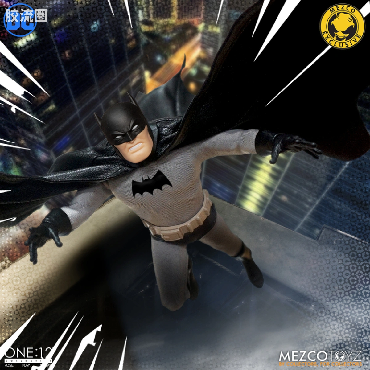 Mezco one-12系列 1/12 DC Comics集体系列 蝙蝠侠—黄金时代 黑色版 - 图片