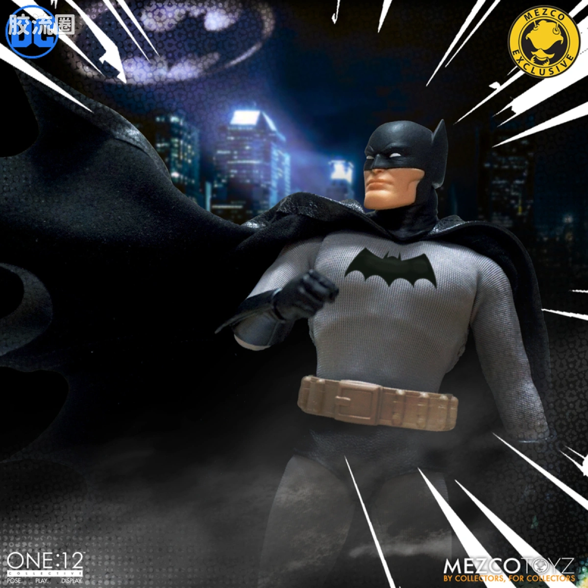 Mezco one-12系列 1/12 DC Comics集体系列 蝙蝠侠—黄金时代 黑色版 - 图片
