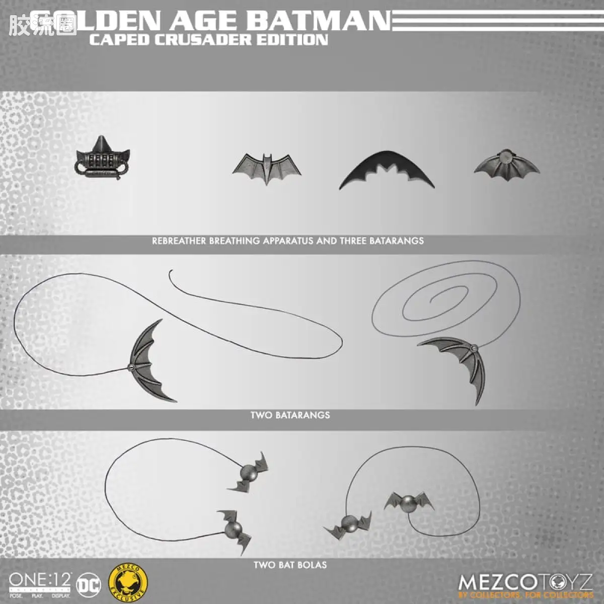 Mezco one-12系列 1/12 DC Comics集体系列 蝙蝠侠—黄金时代 黑色版 - 图片