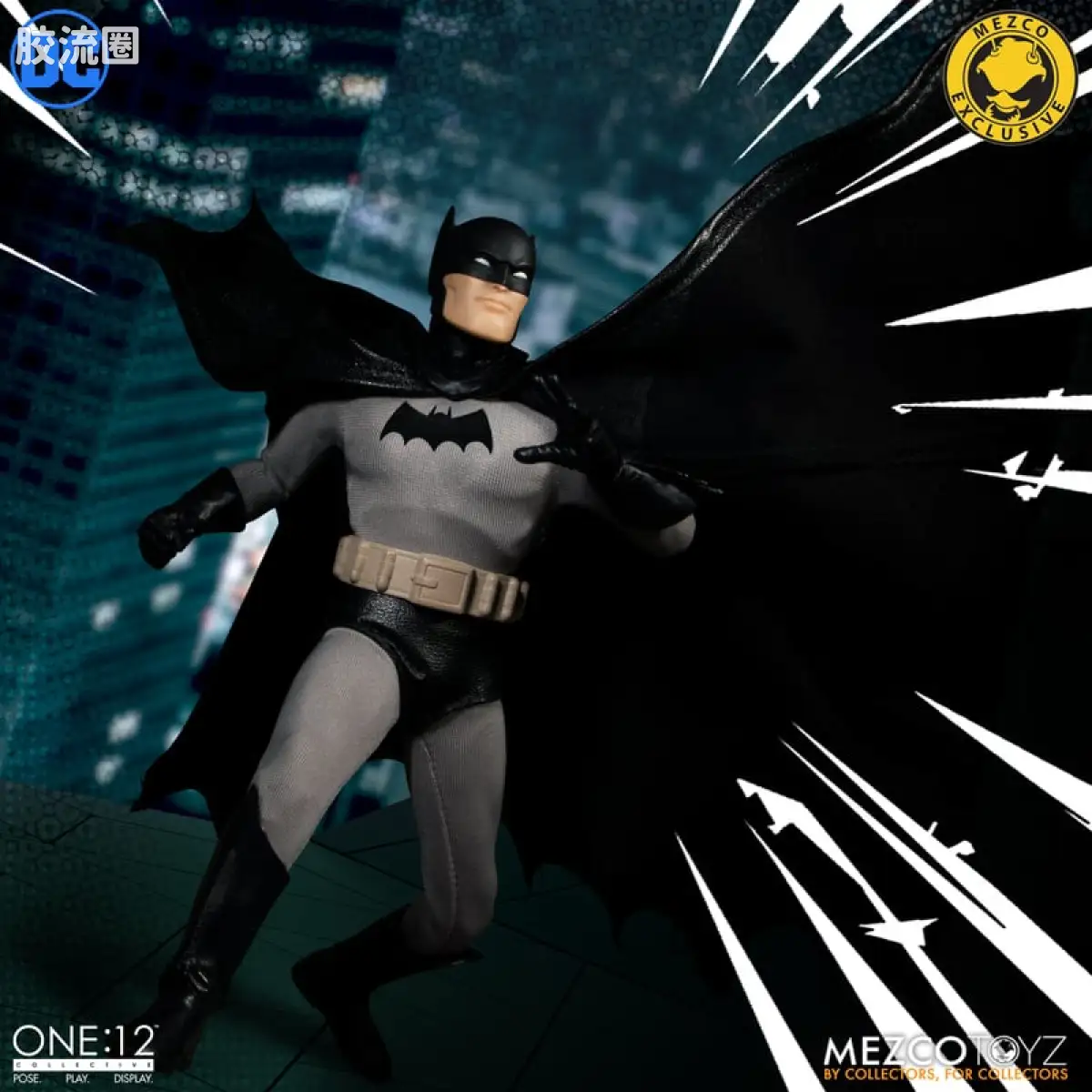 Mezco one-12系列 1/12 DC Comics集体系列 蝙蝠侠—黄金时代 黑色版 - 图片