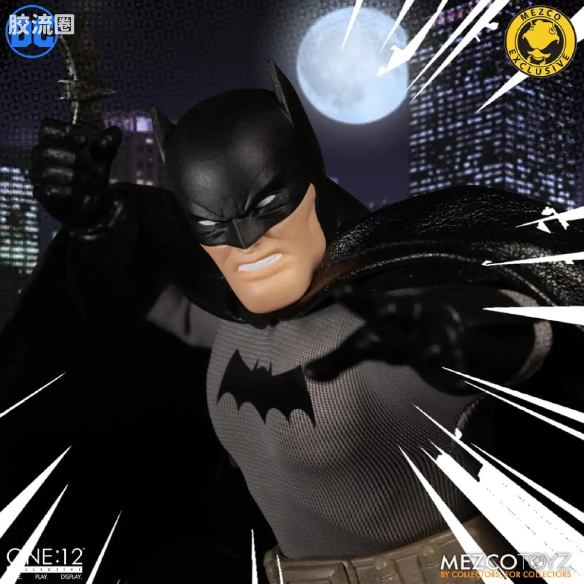 Mezco one-12系列 1/12 DC Comics集体系列 蝙蝠侠—黄金时代 黑色版 - 图片