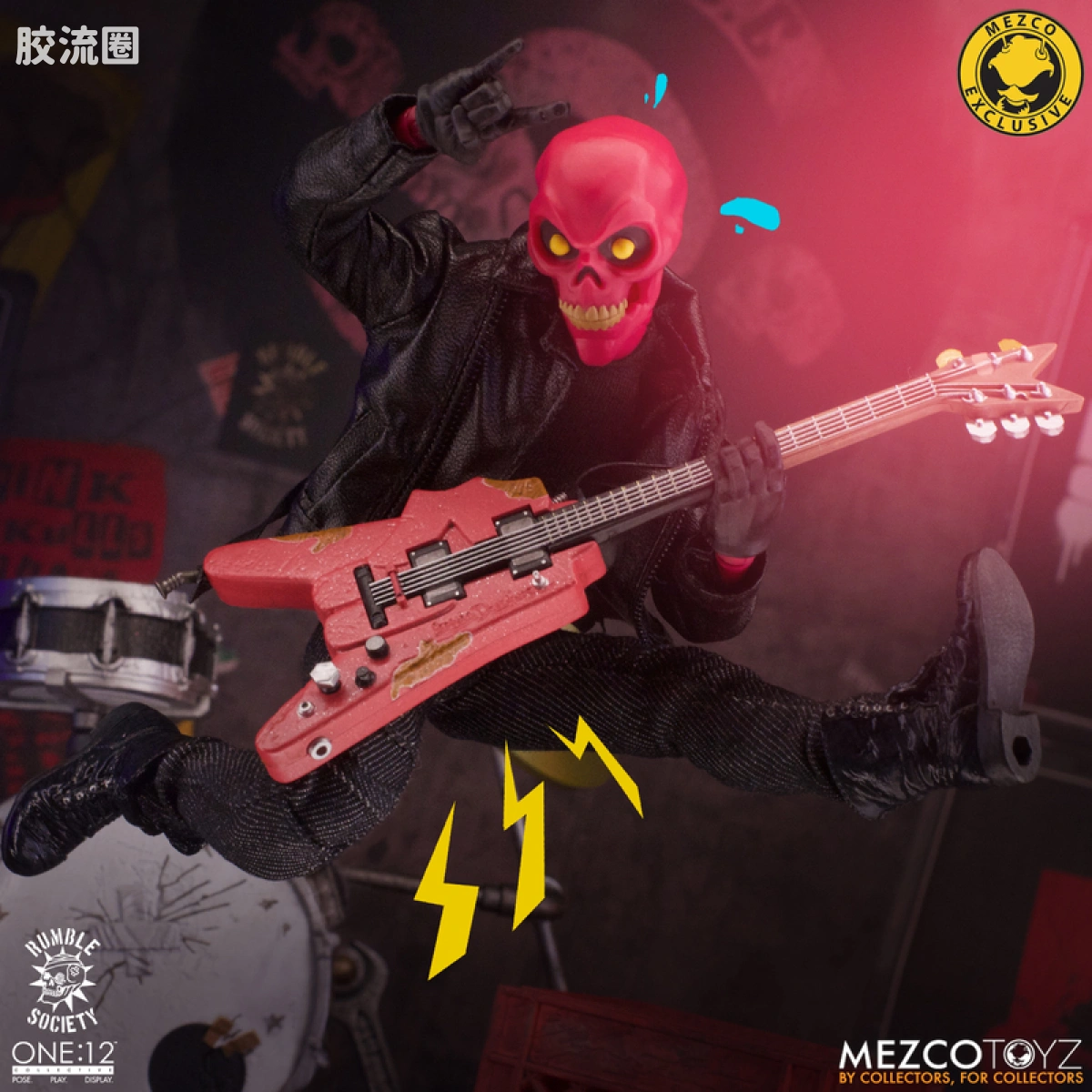 Mezco one-12系列 1/12 Rumble Society集体系列  粉骷髅混沌俱乐部 豪华版 ‘地狱演出’ 套装 - 图片