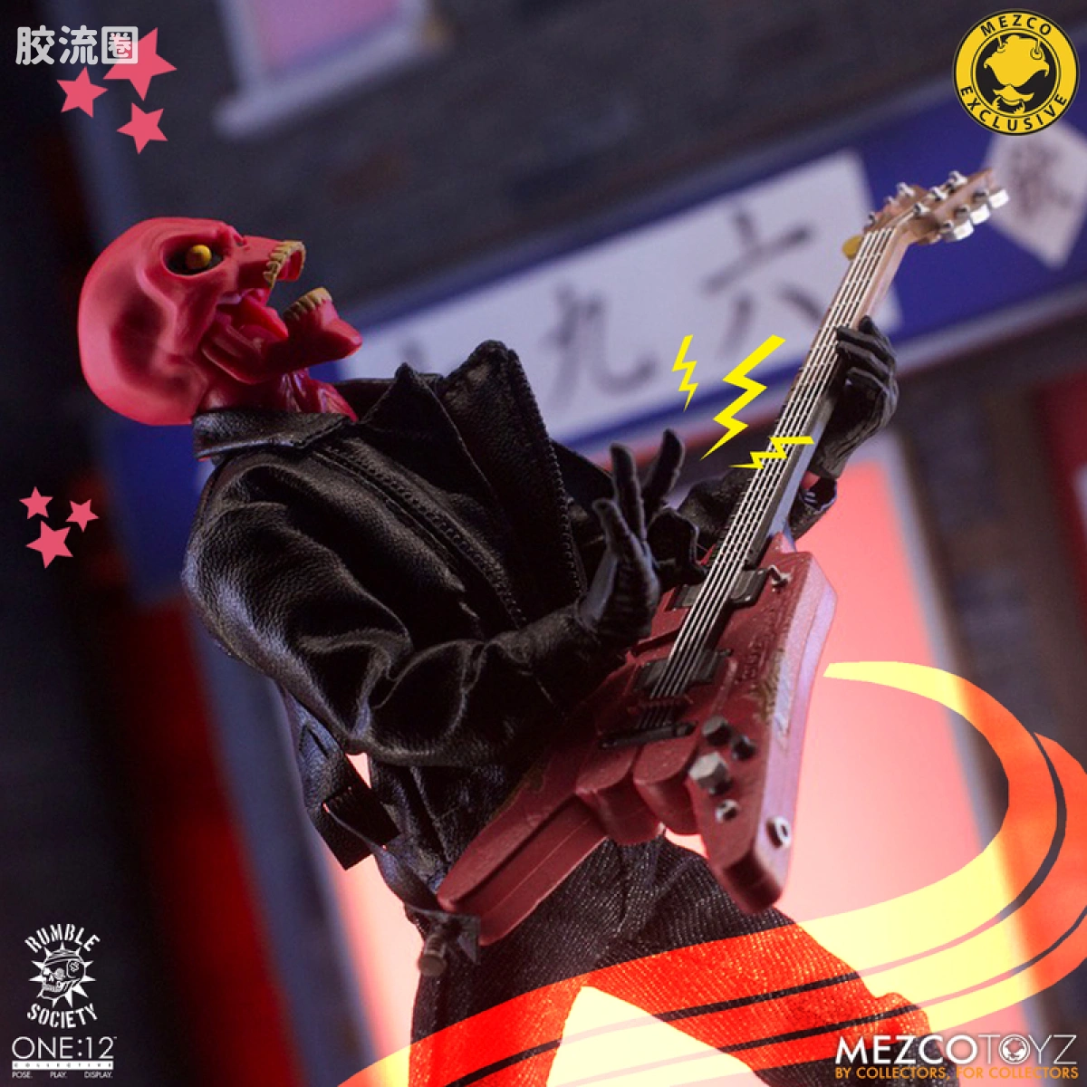 Mezco one-12系列 1/12 Rumble Society集体系列  粉骷髅混沌俱乐部 豪华版 ‘地狱演出’ 套装 - 图片