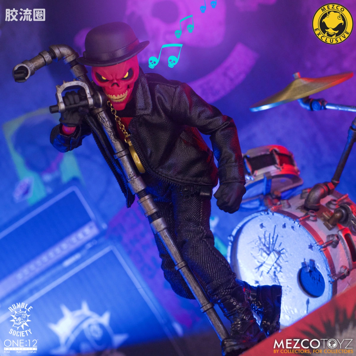 Mezco one-12系列 1/12 Rumble Society集体系列  粉骷髅混沌俱乐部 豪华版 ‘地狱演出’ 套装 - 图片