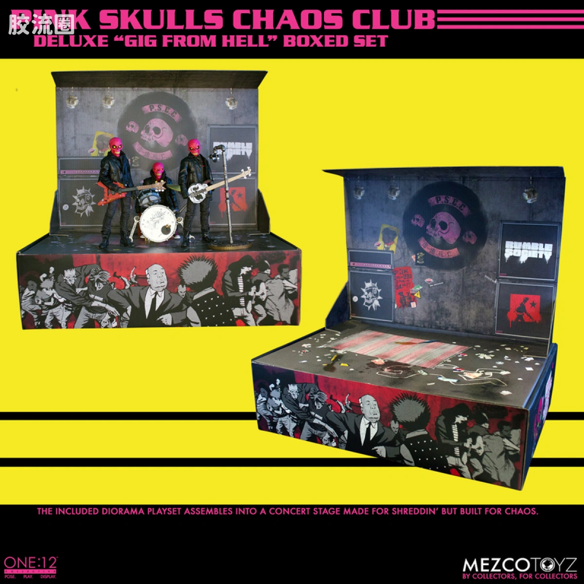 Mezco one-12系列 1/12 Rumble Society集体系列  粉骷髅混沌俱乐部 豪华版 ‘地狱演出’ 套装 - 图片