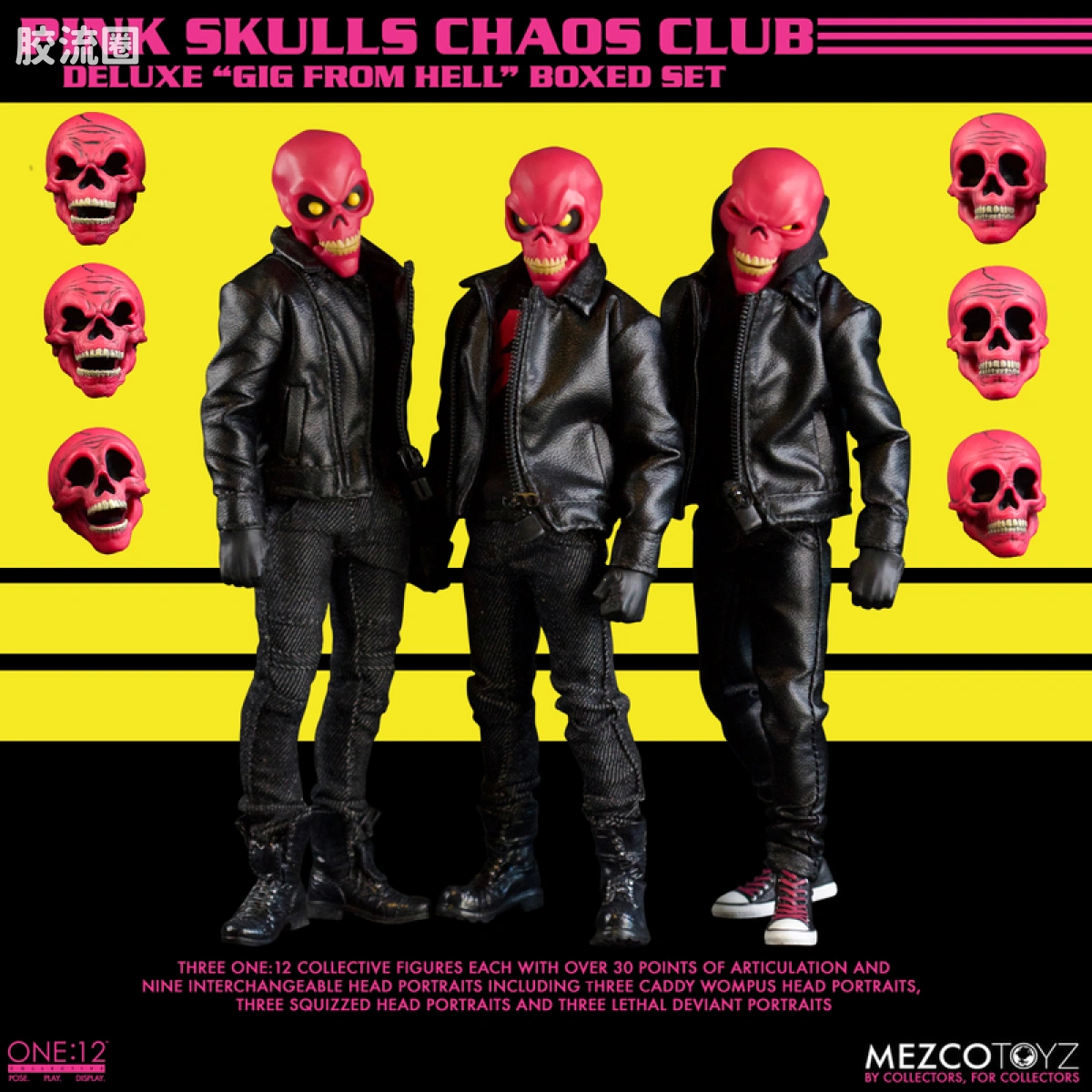 Mezco one-12系列 1/12 Rumble Society集体系列  粉骷髅混沌俱乐部 豪华版 ‘地狱演出’ 套装 - 图片
