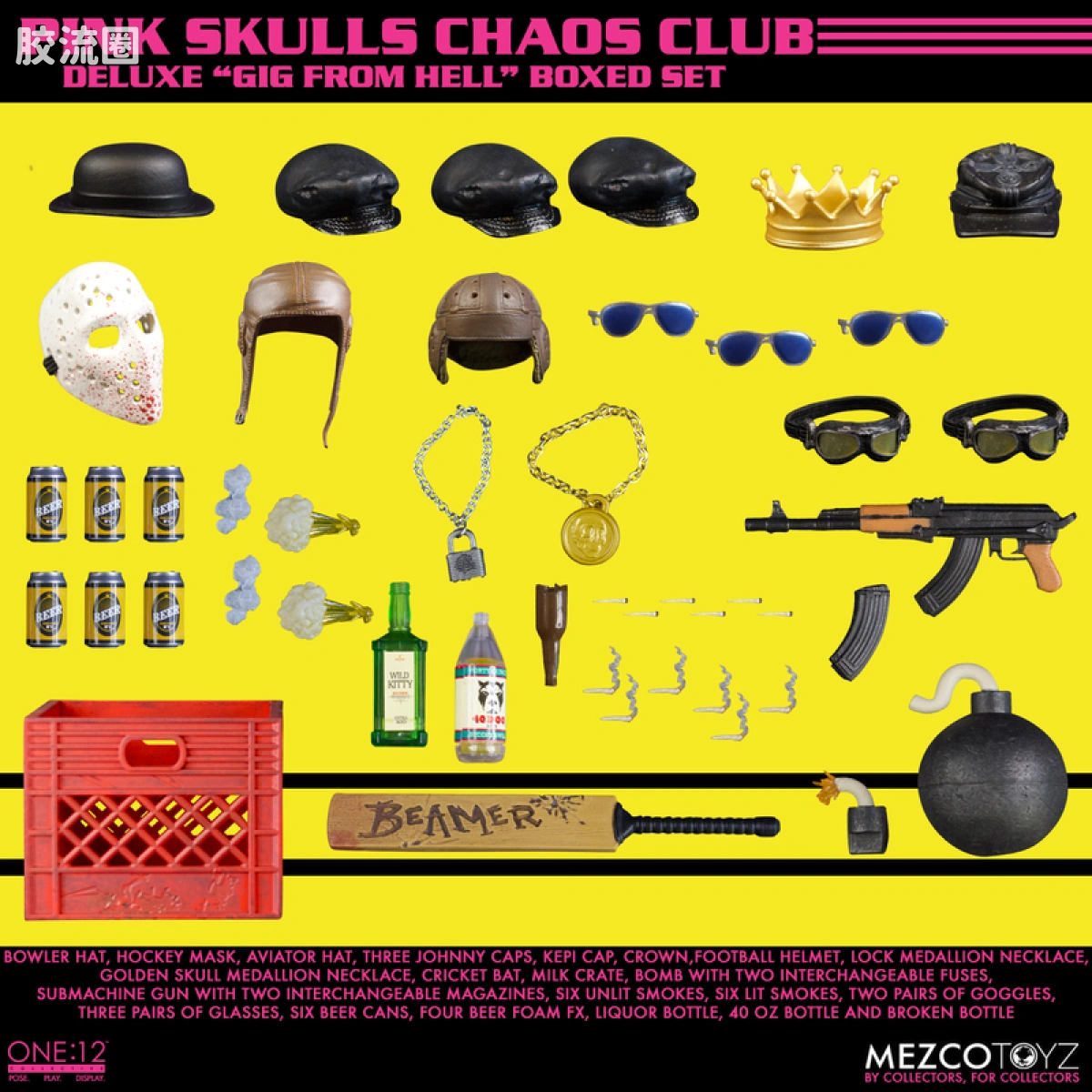 Mezco one-12系列 1/12 Rumble Society集体系列  粉骷髅混沌俱乐部 豪华版 ‘地狱演出’ 套装 - 图片