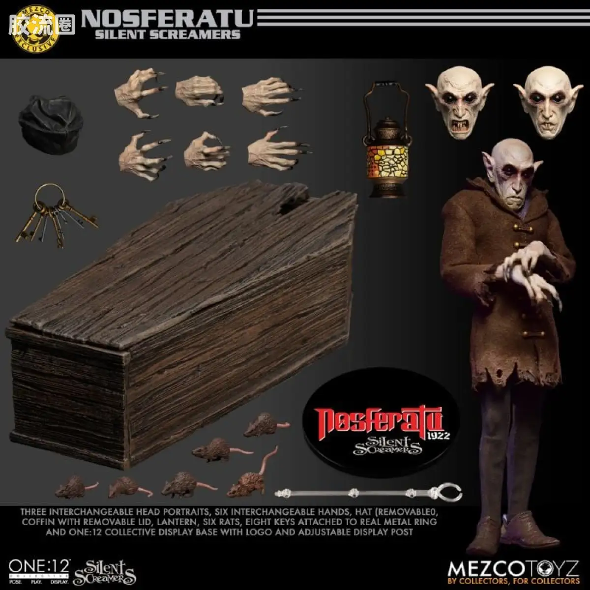 Mezco one-12系列 1/12 Rumble Society集体系列  无声尖叫系列：诺斯费拉图 - 图片