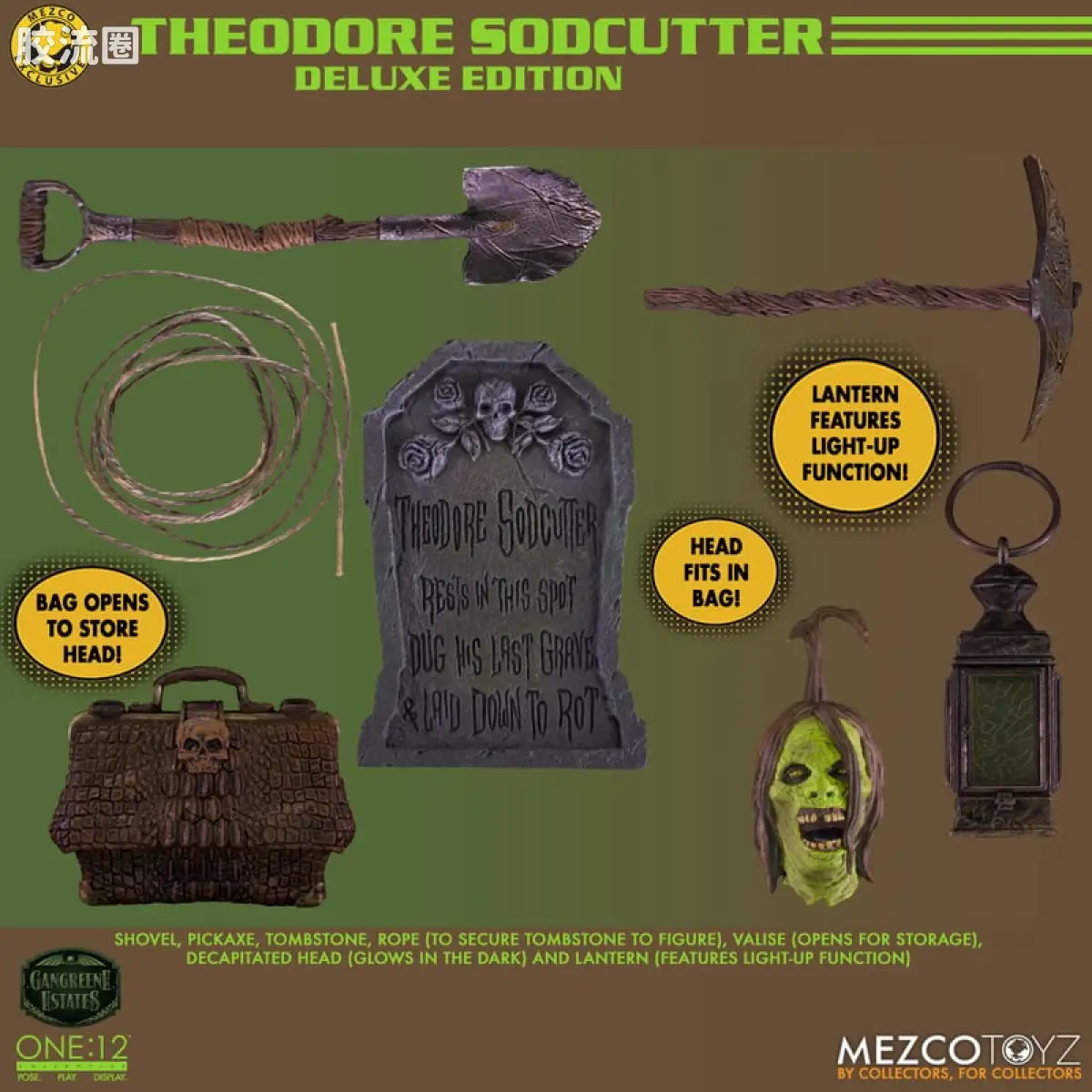 Mezco one-12系列 1/12 Rumble Society集体系列  坏蛆庄园 掘墓人 西奥多·索德卡特 - 图片
