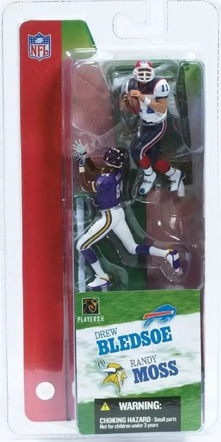 麦克法兰NFL美式足球系列玩具 3寸系列第2代 RANDY MOSS/DREW BLEDSOE