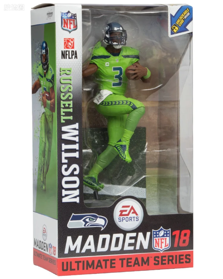 麦克法兰NFL美式足球系列玩具 Madden NFL 18 Ultimate Team Series 1 RUSSELL WILSON
