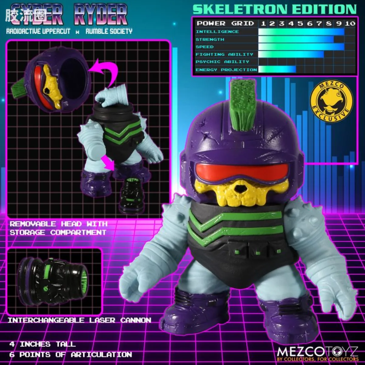 Mezco 综合系列 4寸系列 赛博骑士 - 骷髅特隆版 - 图片